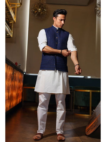 Blue Heavy Embroidery Jacket